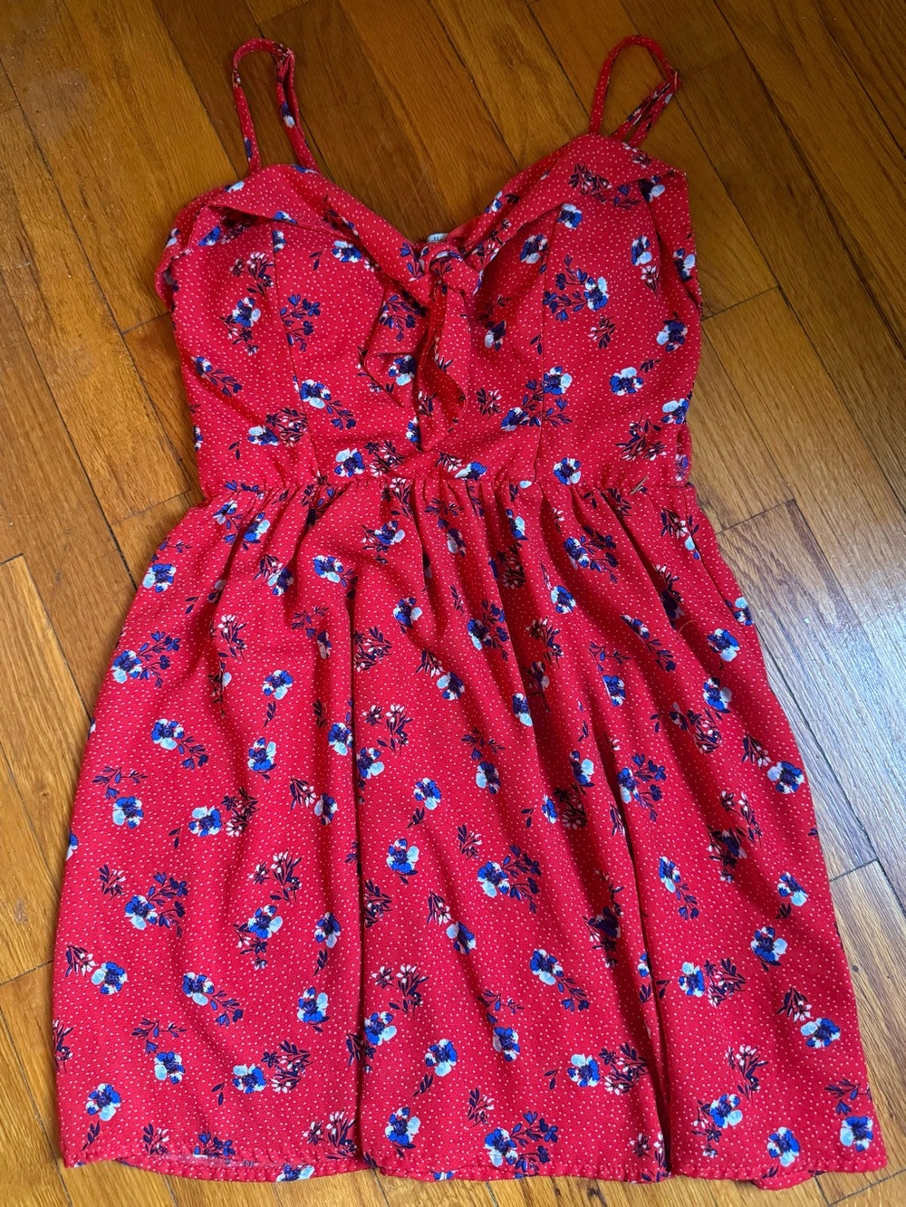 Red Floral Tie-Front Sundress